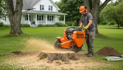 Stump grinding service removing tree stumps in Bennington, NE by Omaha tree removal professionals