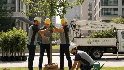 Arborists planting new trees in Omaha, NE for Chop Chop Tree’s professional tree planting service