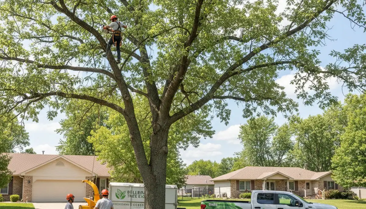 Professional tree removal service in Omaha NE safely cutting and clearing large trees
