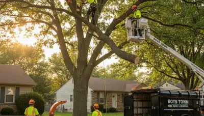 Professional tree removal service in Omaha NE removing large oak safely