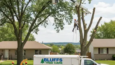 Professional tree removal service in Omaha NE removing large oak safely