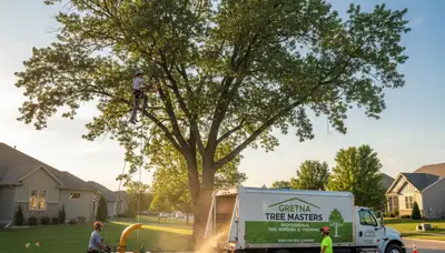 Professional tree removal service in Omaha NE safely cutting large tree branches
