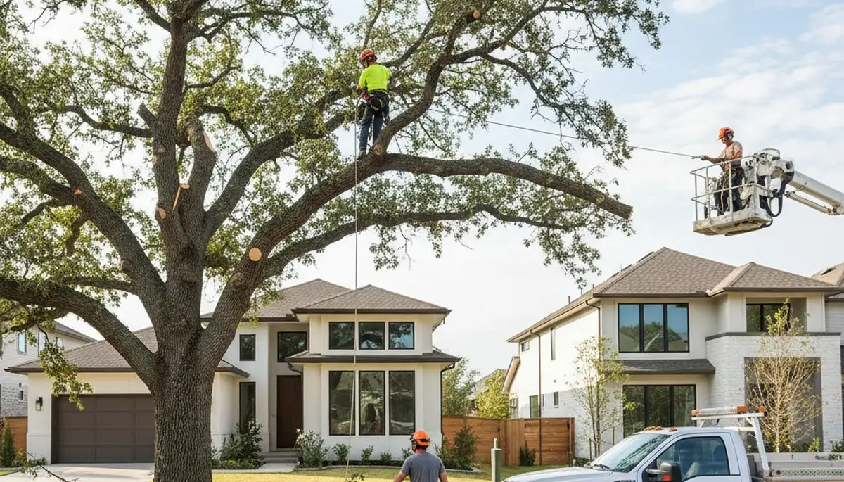 Arborist trimming maple tree branches in Omaha, NE for Chop Chop Tree professional tree care service