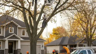 Professional tree removal service in Omaha NE safely clearing trees for residential properties