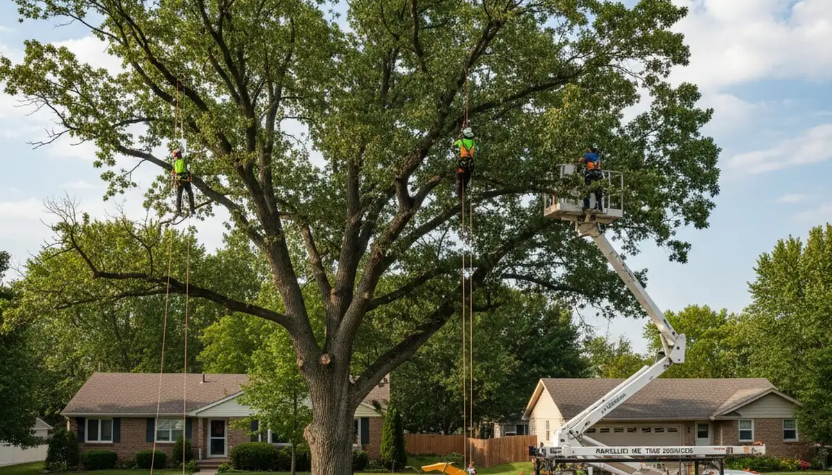 Professional tree removal service in Omaha NE safely cutting down damaged tree branches