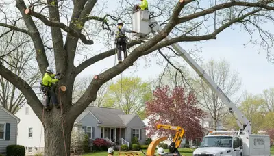 Professional tree removal service in Omaha NE safely cutting and clearing large tree branches